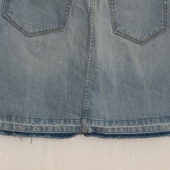 Loft Skirt Womens 4 Light Wash Frayed Hem Denim Knee Length Released Hem A Line - Picture 8 of 10